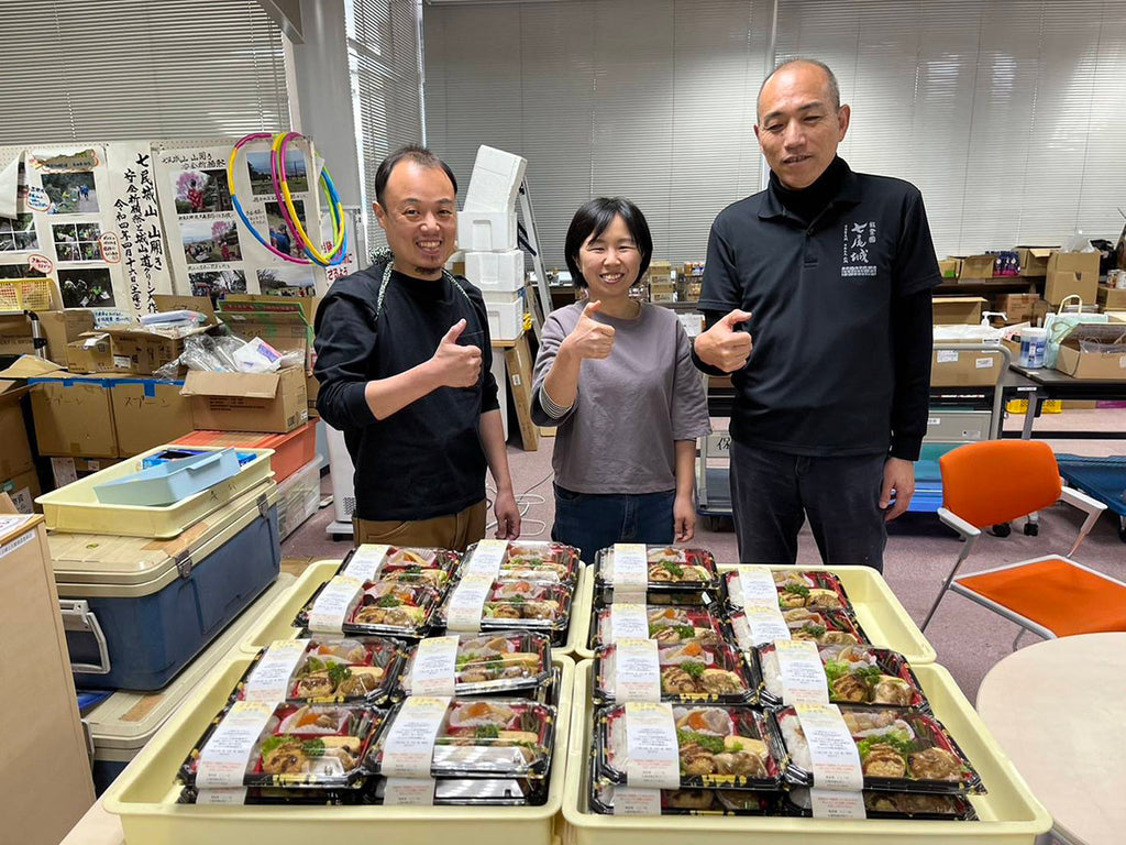 七尾市の矢田郷地区コミュニティセンター避難所へお弁当をお届けしました