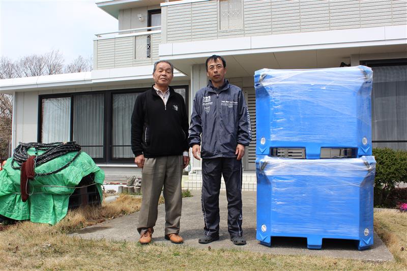 石巻市前網浜の漁師さんへ漁業用タンクをお届けしました